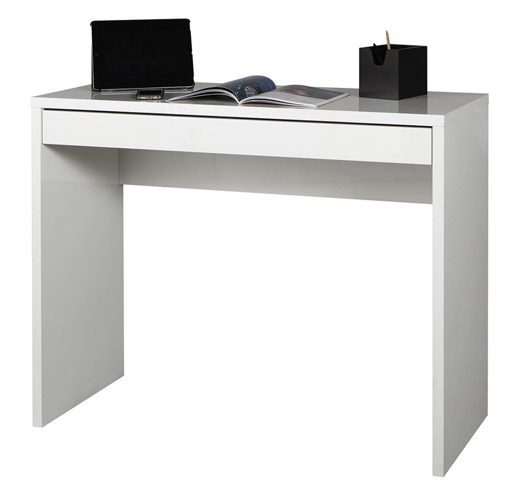 Amazon Brand - Movian -Drawer Console Desk, 100 x 80 x 40 cm, High Gloss White