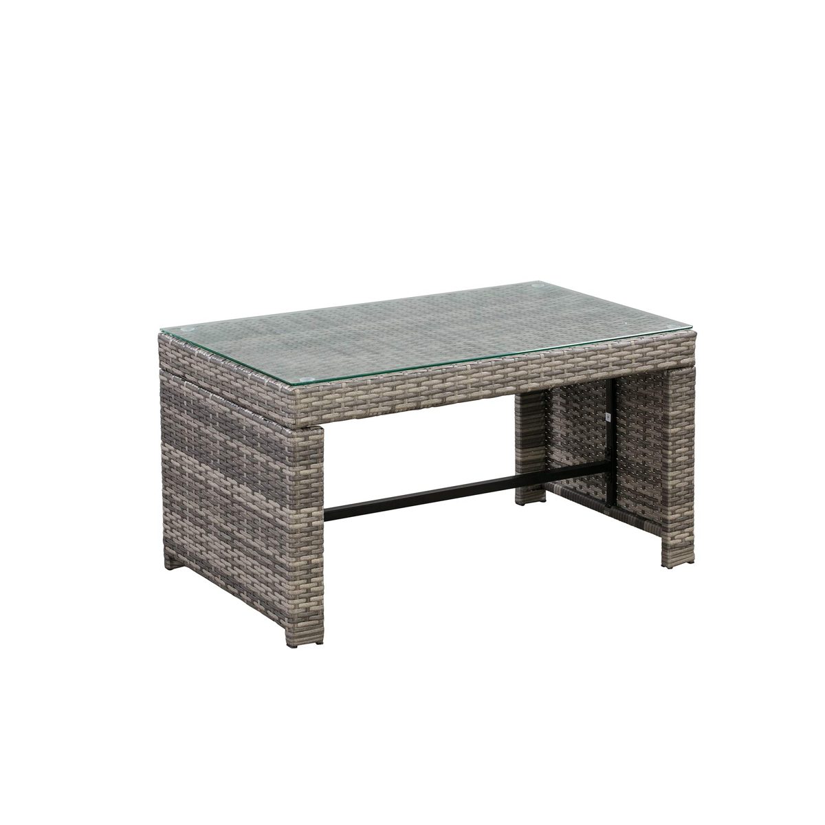 AmazonBasics Outdoor Patio Garden PE Rattan Textured Faux Wicker Modular Sofa - 4-Piece Set, Brown and Grey Rattan