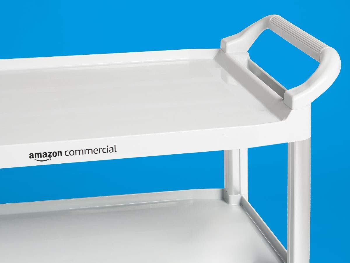 AmazonCommercial 3 Shelves Utility Cart with 400 lbs Loading Capacity, Grey (Renewed)