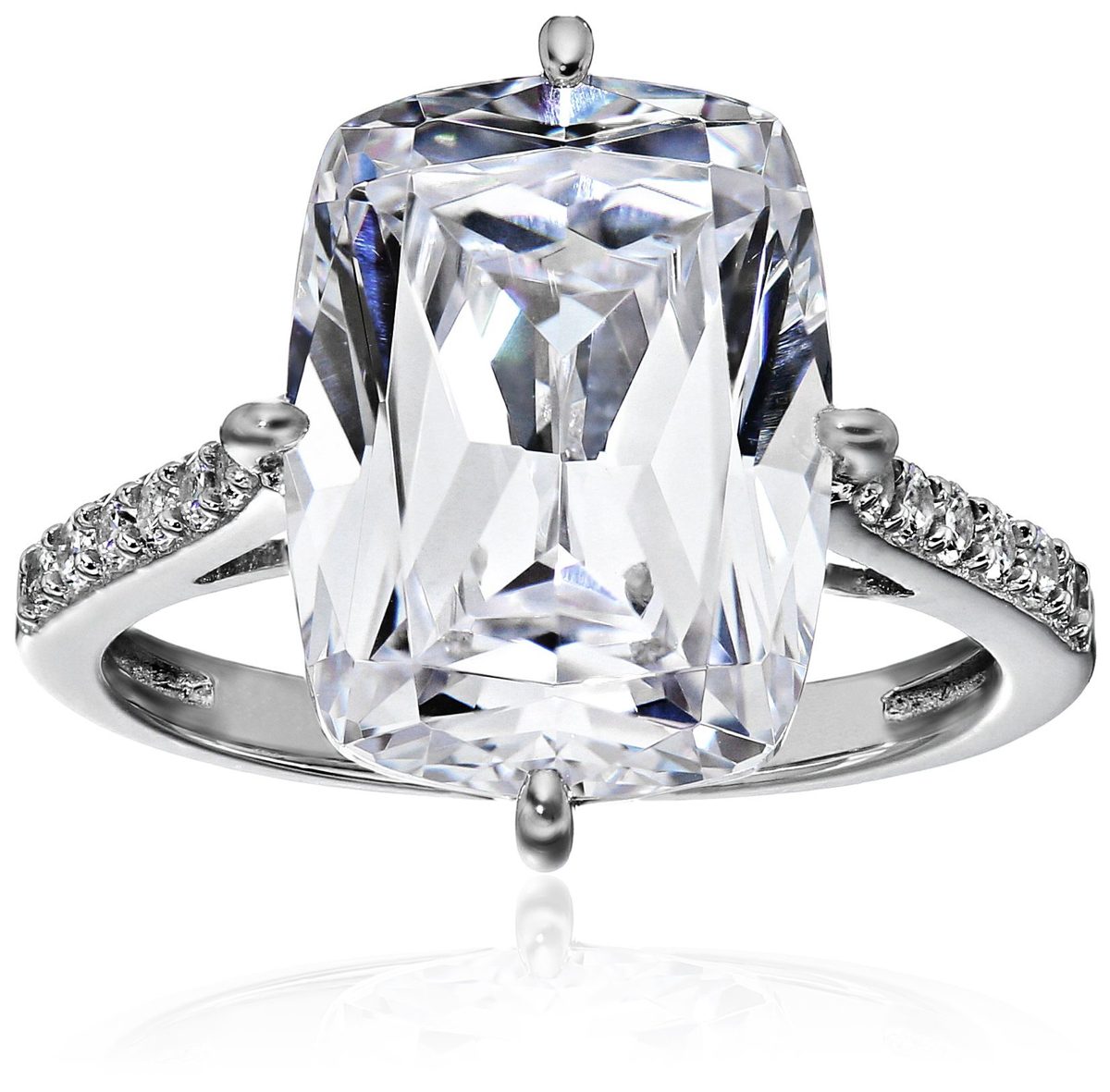 Platinum Plated Sterling Silver Celebrity "Kim" Ring made with Swarovski Zirconia, Size 9