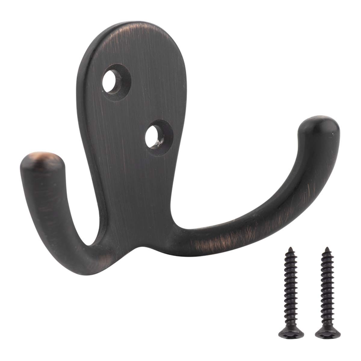 AmazonBasics Small Double Prong Robe Hook Oil Rubbed Bronze (5 Pack)