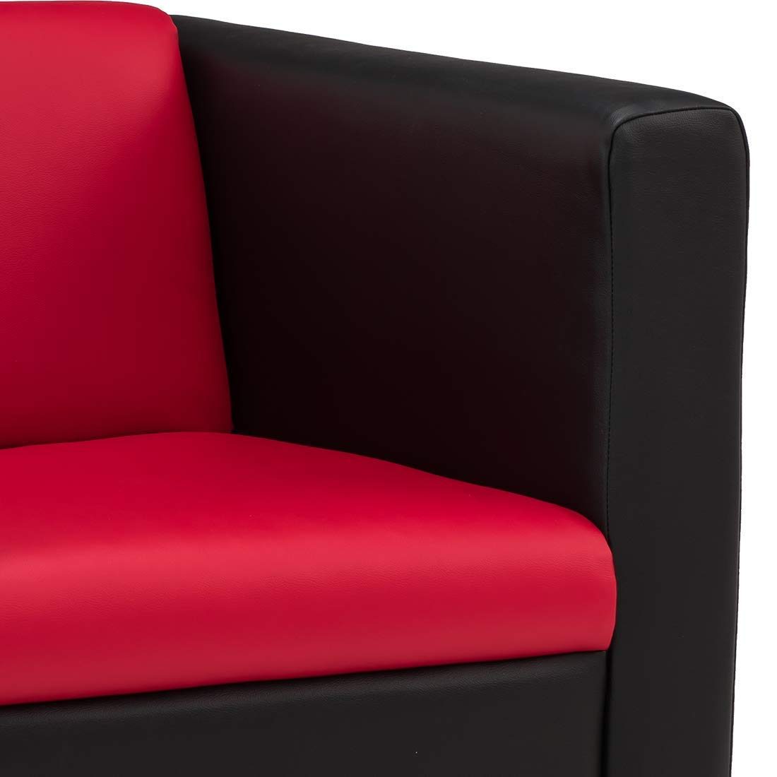 Amazon Brand - Solimo Dual-Toned Leatherette 1 Seater Sofa (Red & Black)