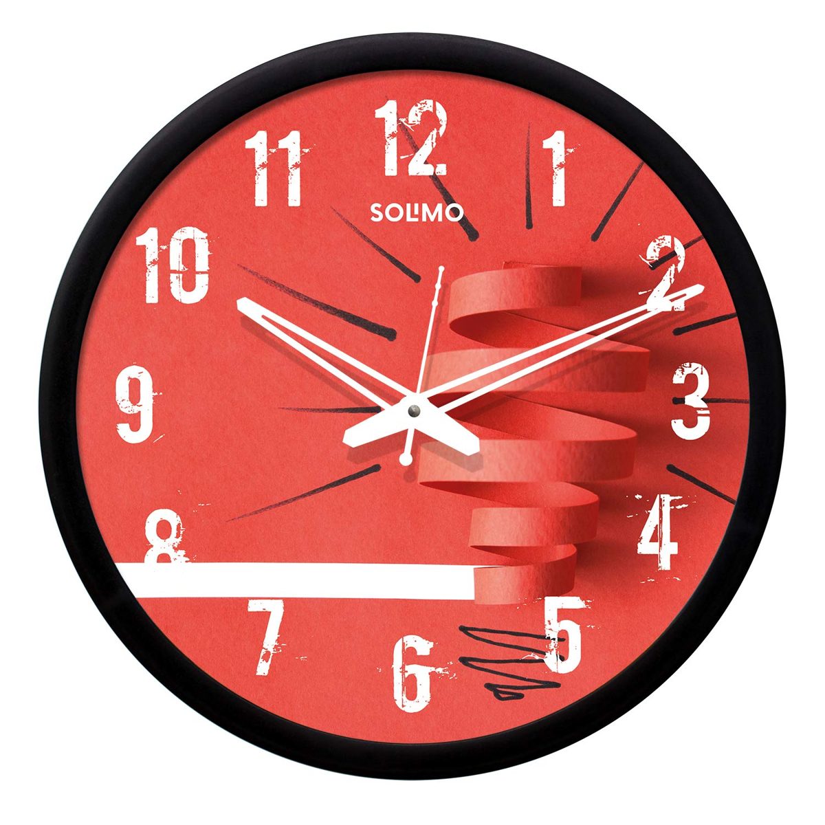 Amazon Brand - Solimo 12-inch Wall Clock - Desginer (Silent Movement, Black Frame), SC-1015