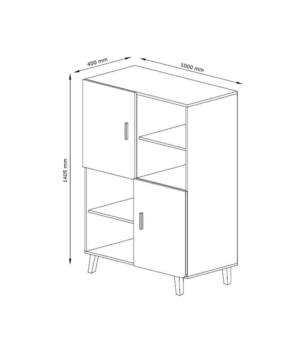 Amazon Brand - Movian Oker 2-Door Cabinet/Bookcase with 8 Shelves, 100 x 140cm, Light Brown Oak-Effect/White