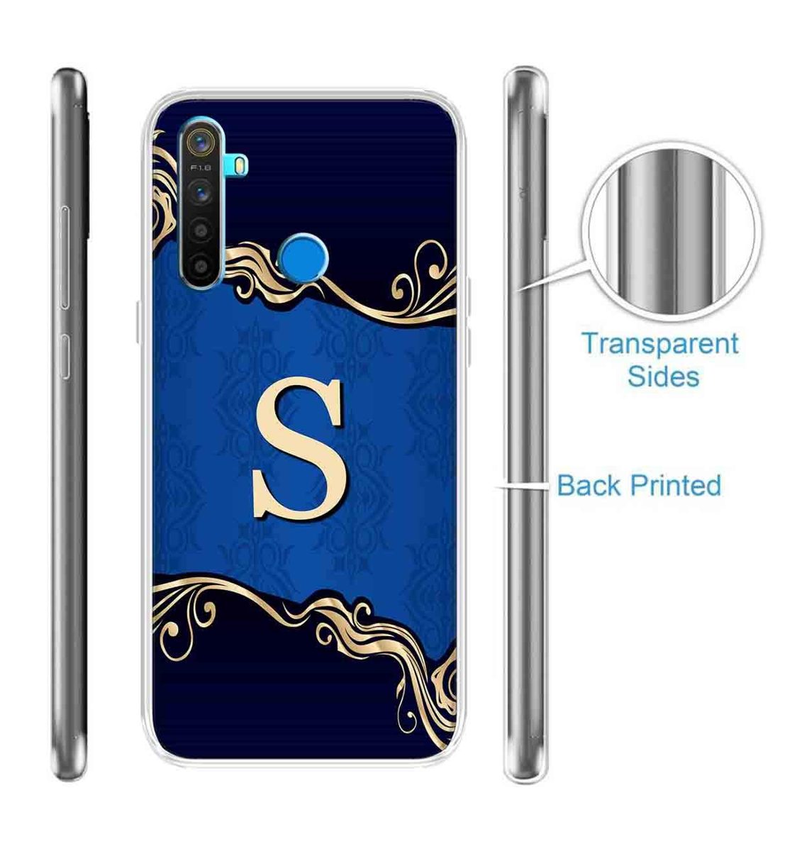 Amazon Brand - Solimo Designer Multicolor Blue Pattern Alphabet-S Printed Soft Back Case Mobile Cover for Realme 5 / Realme 5s / Realme 5i / Narzo 10