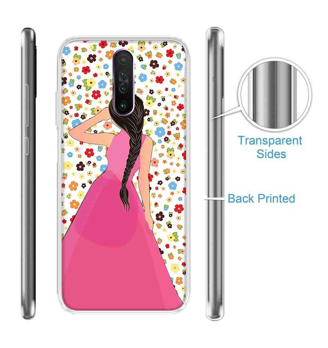 Amazon Brand - Solimo Designer Multicolor Girl Flower Design Printed Soft Back Case Mobile Cover for Poco X2 / Xiaomi Redmi K30