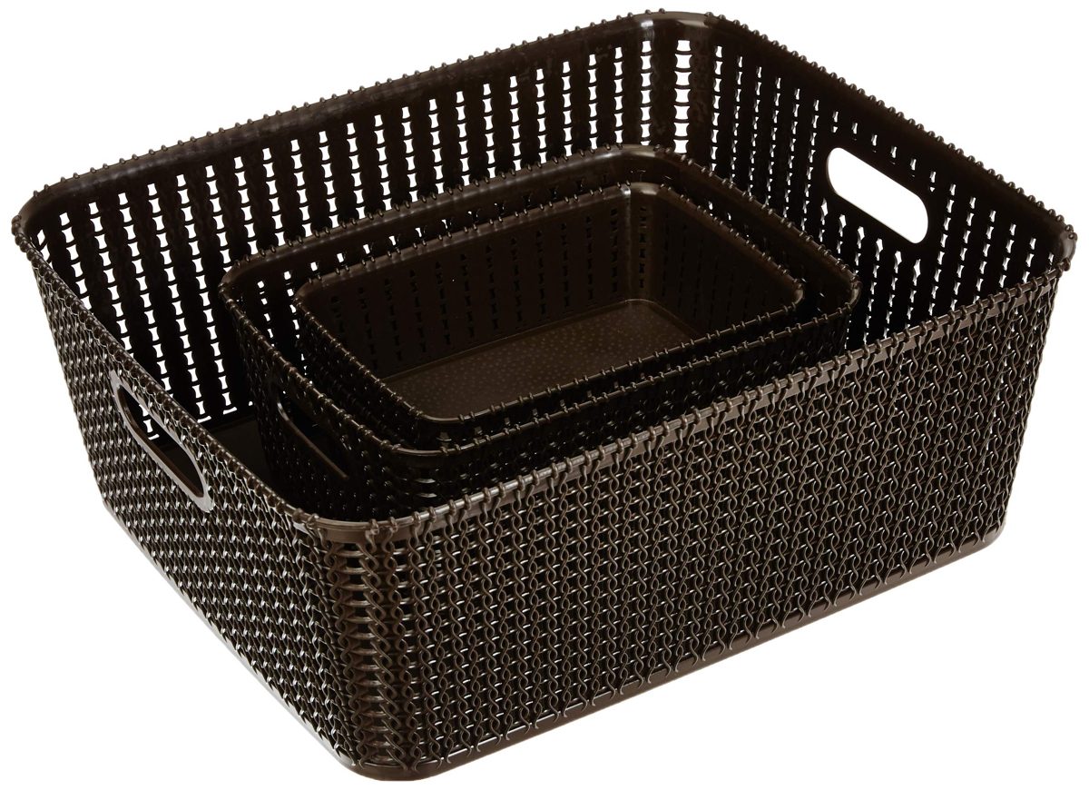 Amazon Brand - Solimo 4 Piece Storage Basket Set, Brown