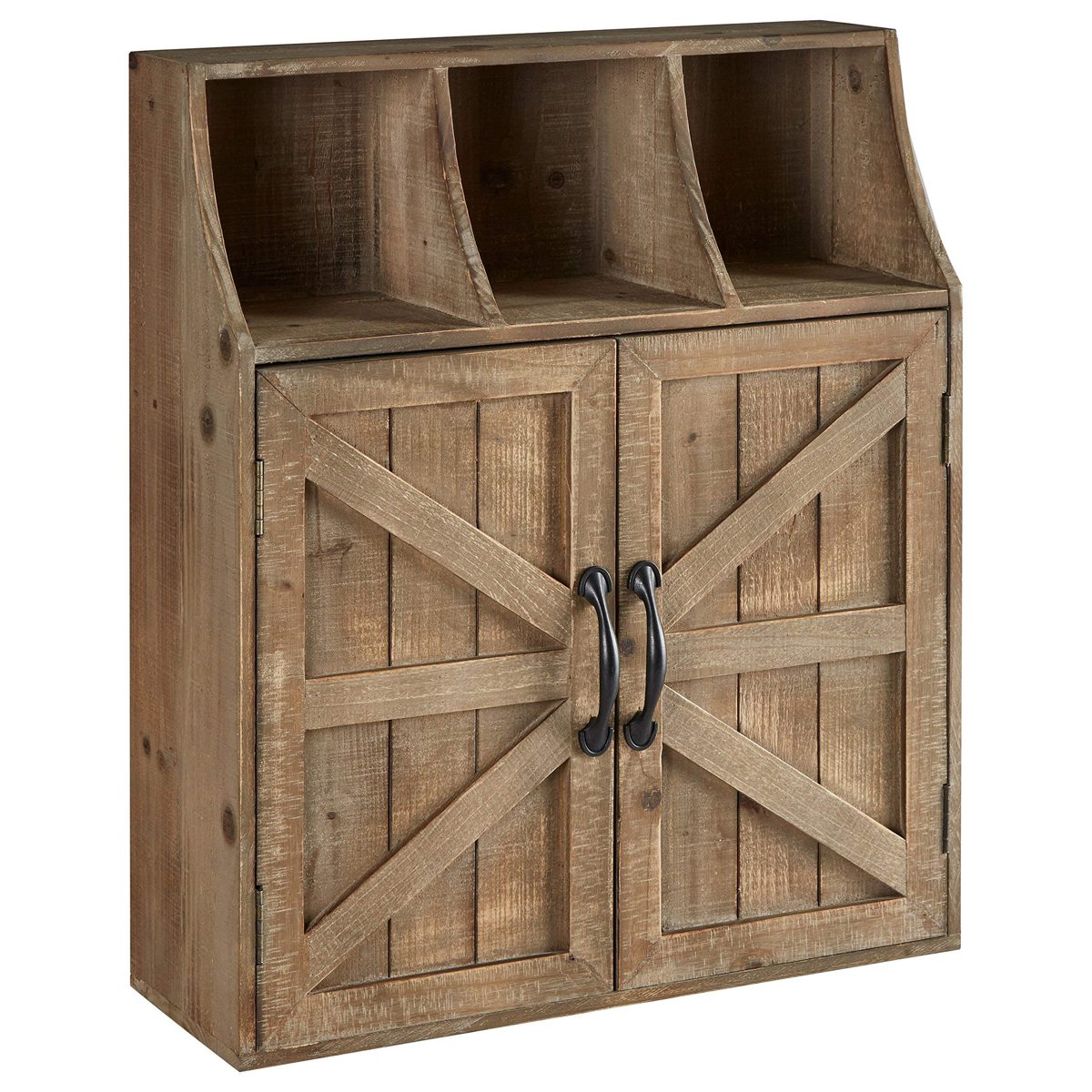 Stone & Beam Farmhouse Wall Mounted Cabinet Storage Organzier - 23 x19 x 6 Inch, Natural Wood (Renewed)