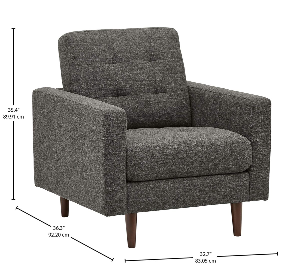 Amazon Brand – Rivet Cove Modern Tufted Accent Chair with Tapered Legs, Mid-Century, 32.7"W, Dark Grey