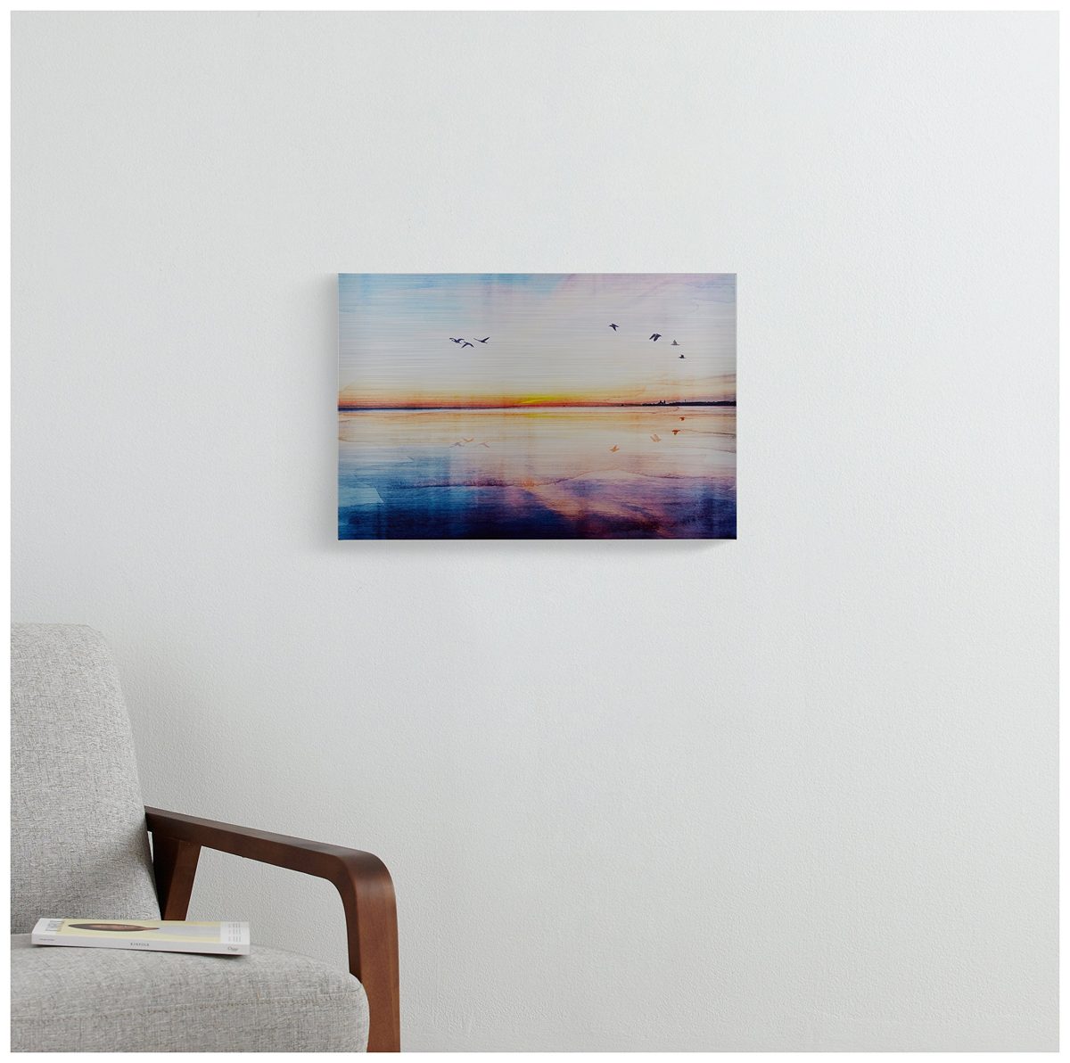 Amazon Brand – Rivet Seagulls Across The Water Sunset Horizon Canvas Print Wall Art, 24" x 16"