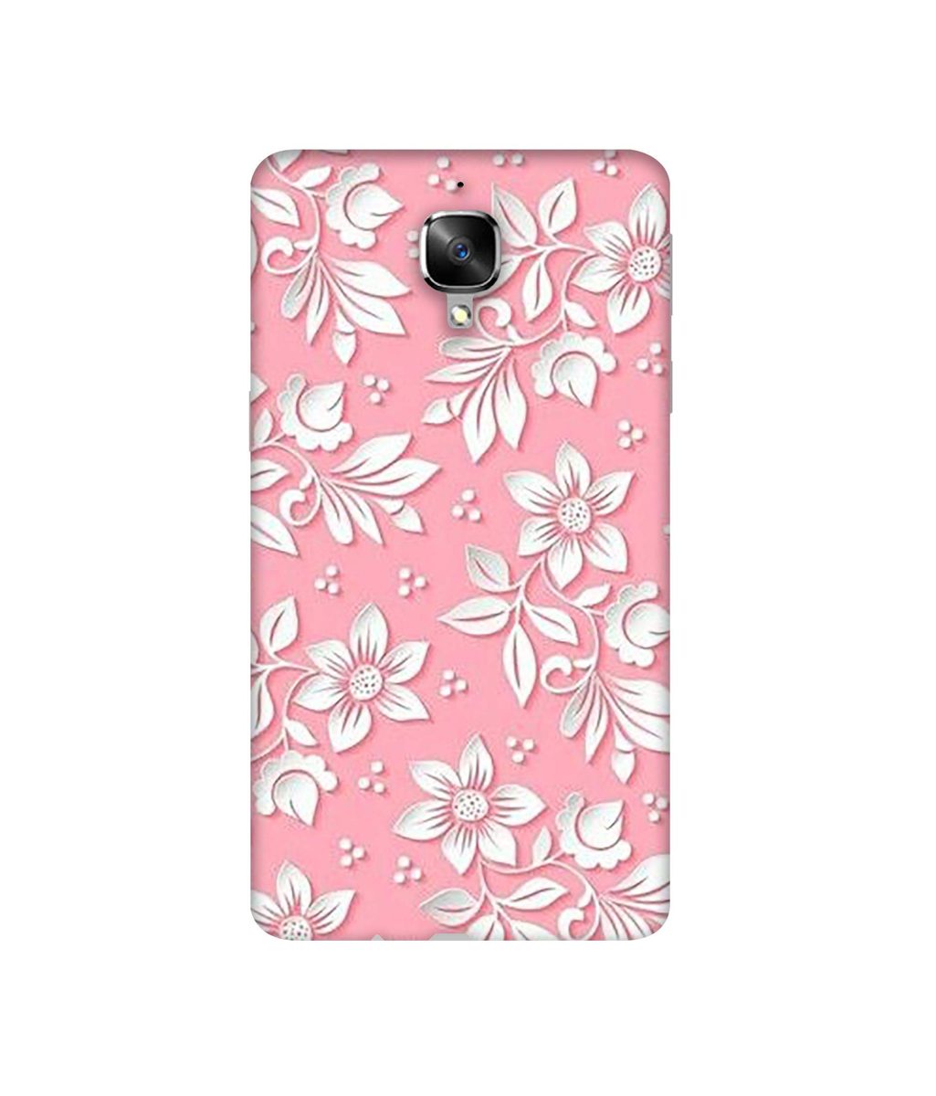 Amazon Brand - Solimo Designer White Flower Pattern 3D Printed Hard Back Case Mobile Cover for OnePlus 3 / OnePlus 3T