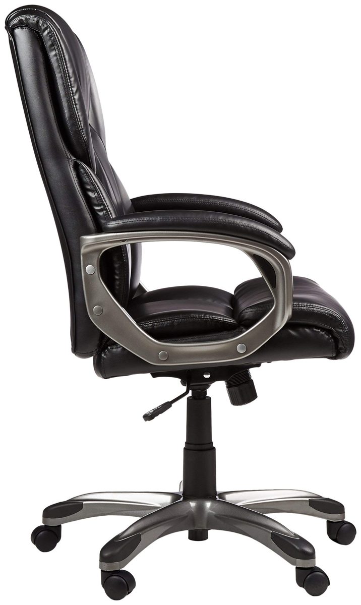 AmazonBasics High-Back Executive Swivel Chair - Black with Pewter Finish (Renewed)