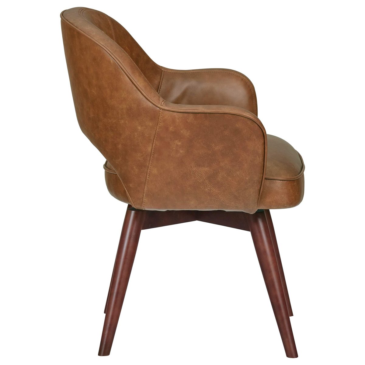 Amazon Brand – Rivet Mid-Century Bonded Leather Swivel Chair, 23.6"W, Brown