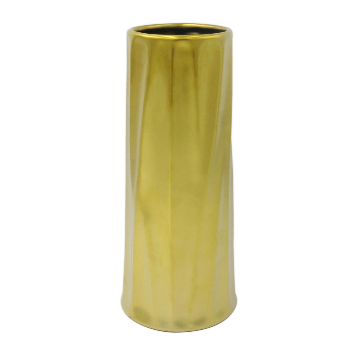 Amazon Brand – Rivet Mid-Century Metallic Stoneware Vase, 11.8"H, Gold