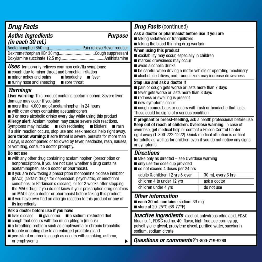 Basic Care Nighttime Cold & Flu Relief, Pain Reliever, Fever Reducer, Cough Suppressant, Antihistamine, Cherry Flavor, 12 Fluid Ounces