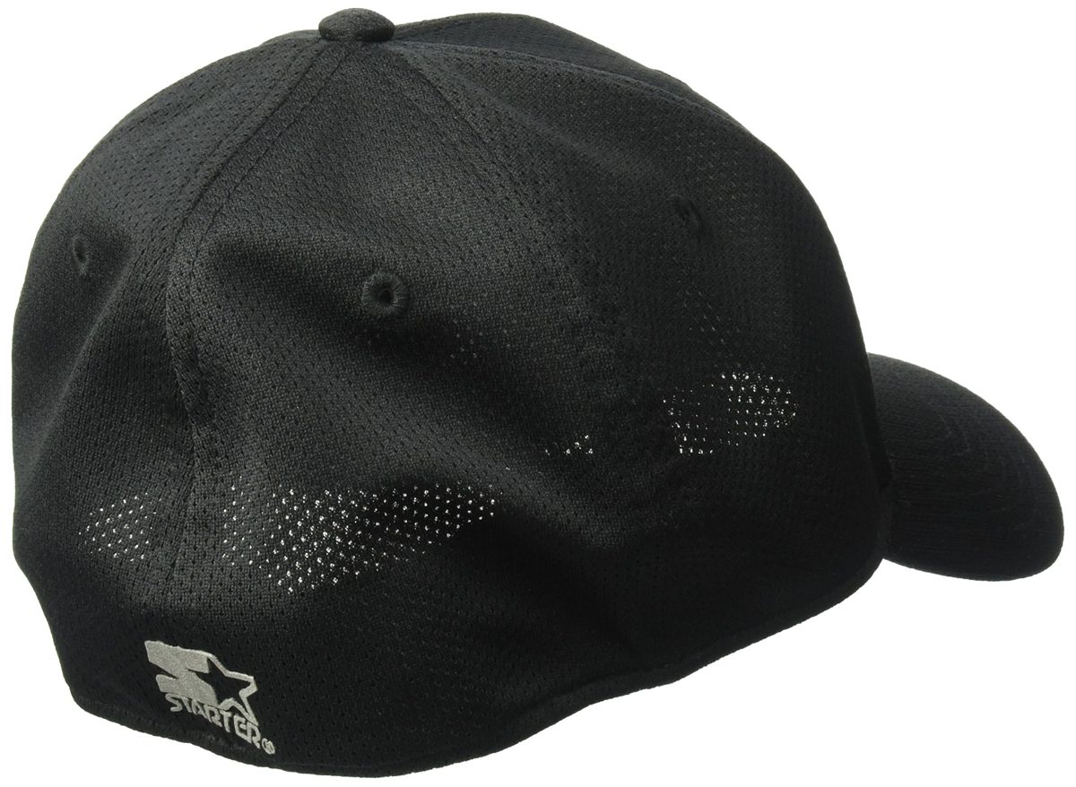 Starter Men's Fitted Cap with Wicking and Built-in Headband, Amazon Exclusive, Black, Small/Medium