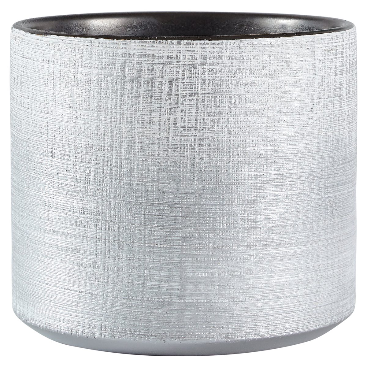 Amazon Brand – Rivet Rustic Stoneware Crosshatch Indoor Outdoor Flower Plant Pot, 5"H, Silver, Small Planter