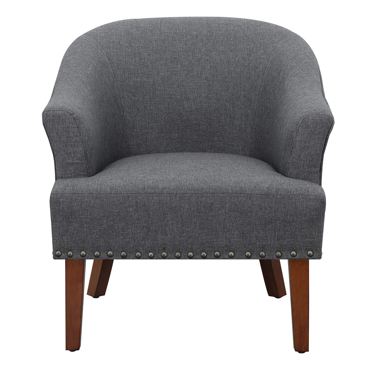 Amazon Brand – Ravenna Home Ryleigh Rounded Mid-Century Barrel Accent Chair, 27.5"W, Charcoal Grey