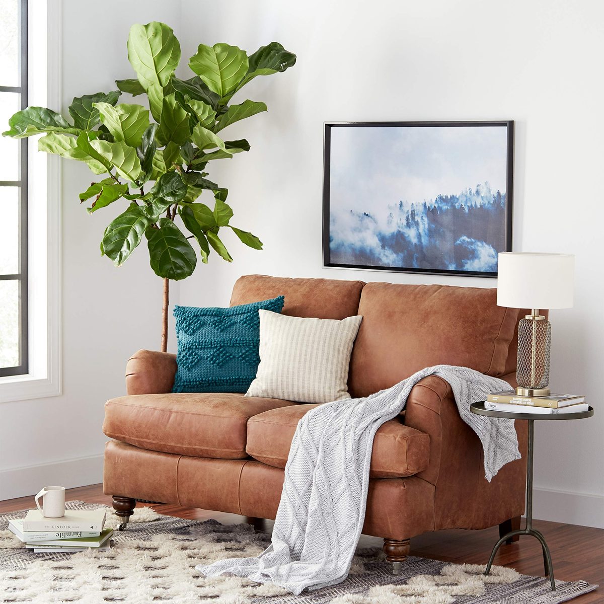 Amazon Brand – Stone & Beam Brandeberry Leather Loveseat, 58"W, Saddle