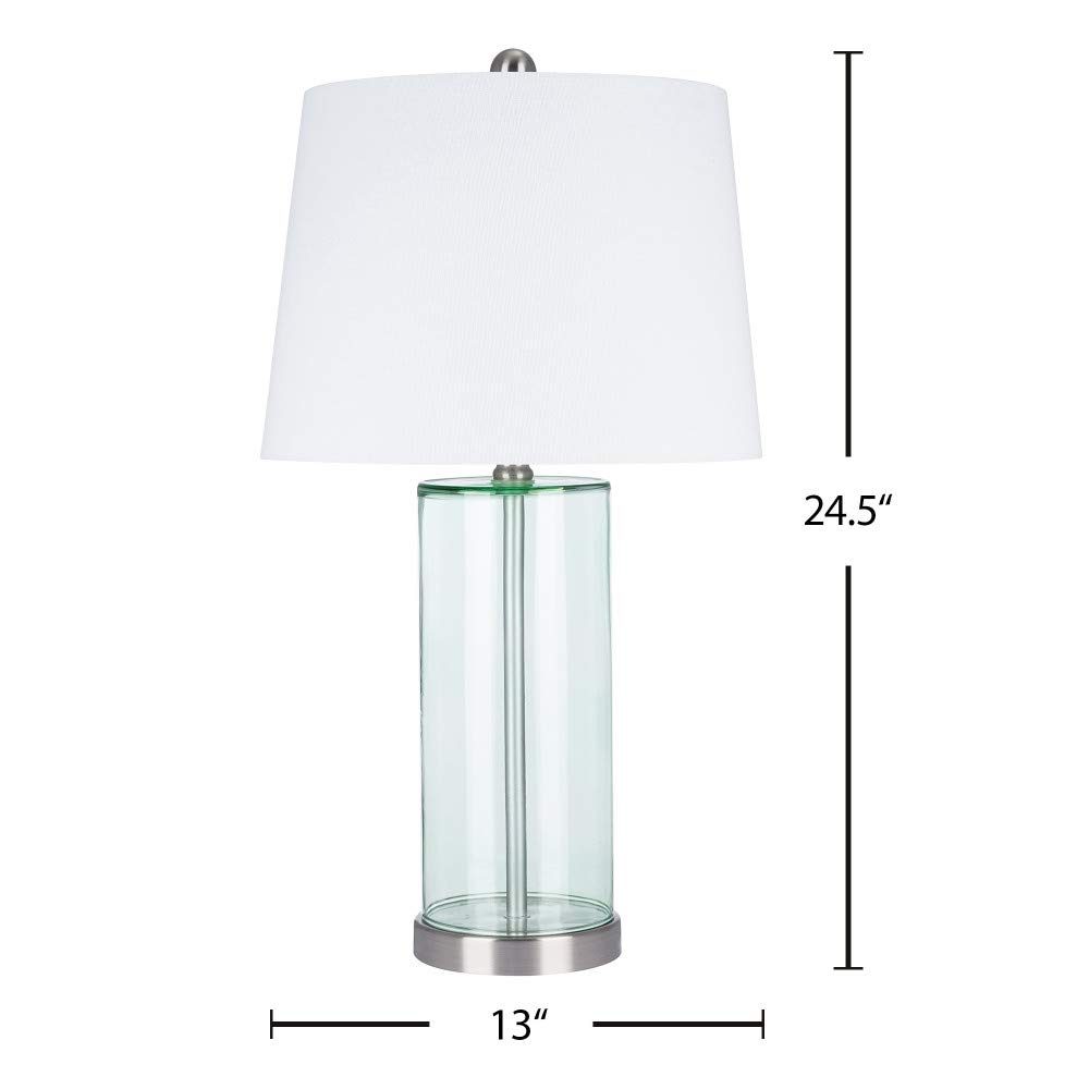 Amazon Brand – Ravenna Home Contemporary Cylindrical Glass Table Lamp, LED Bulb Included, 24.5"H, Seafoam Green