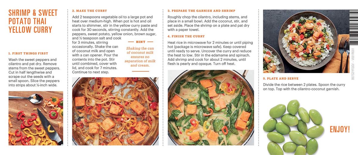 Amazon Meal Kits, Shrimp & Sweet Potato Thai Yellow Curry with Jasmine Rice, Serves 2