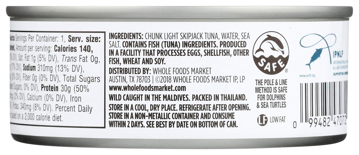 365 Everyday Value, Wild Skipjack Tuna in Water, Salt Added, 5 oz