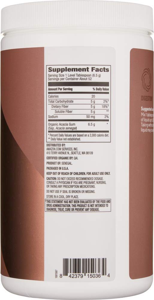 Amazon Brand - Revly Organic Acacia Fiber Powder, 12 Ounce, 52 Servings, Vegan