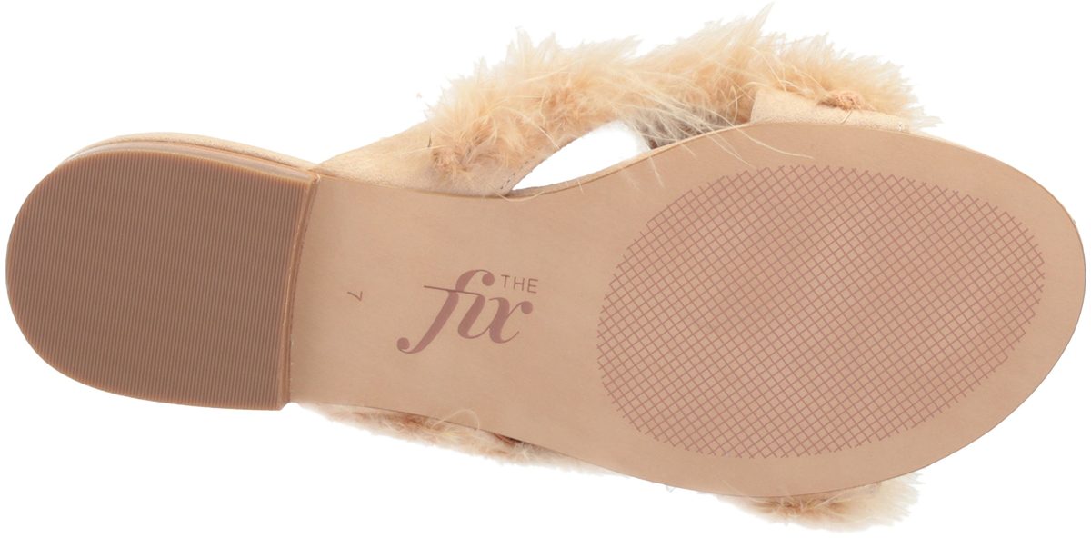 Amazon Brand - The Fix Women's Nadia Feather Slide Sandal Flat, Dove Suede, 8.5 B US