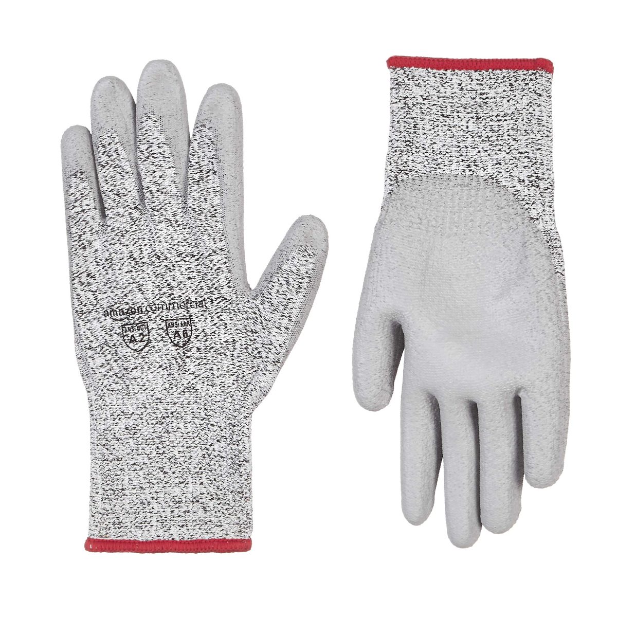 AmazonCommercial 13G HPPE & PU Coated Gloves (Salt & Pepper/Grey), Size S, 12 Pairs