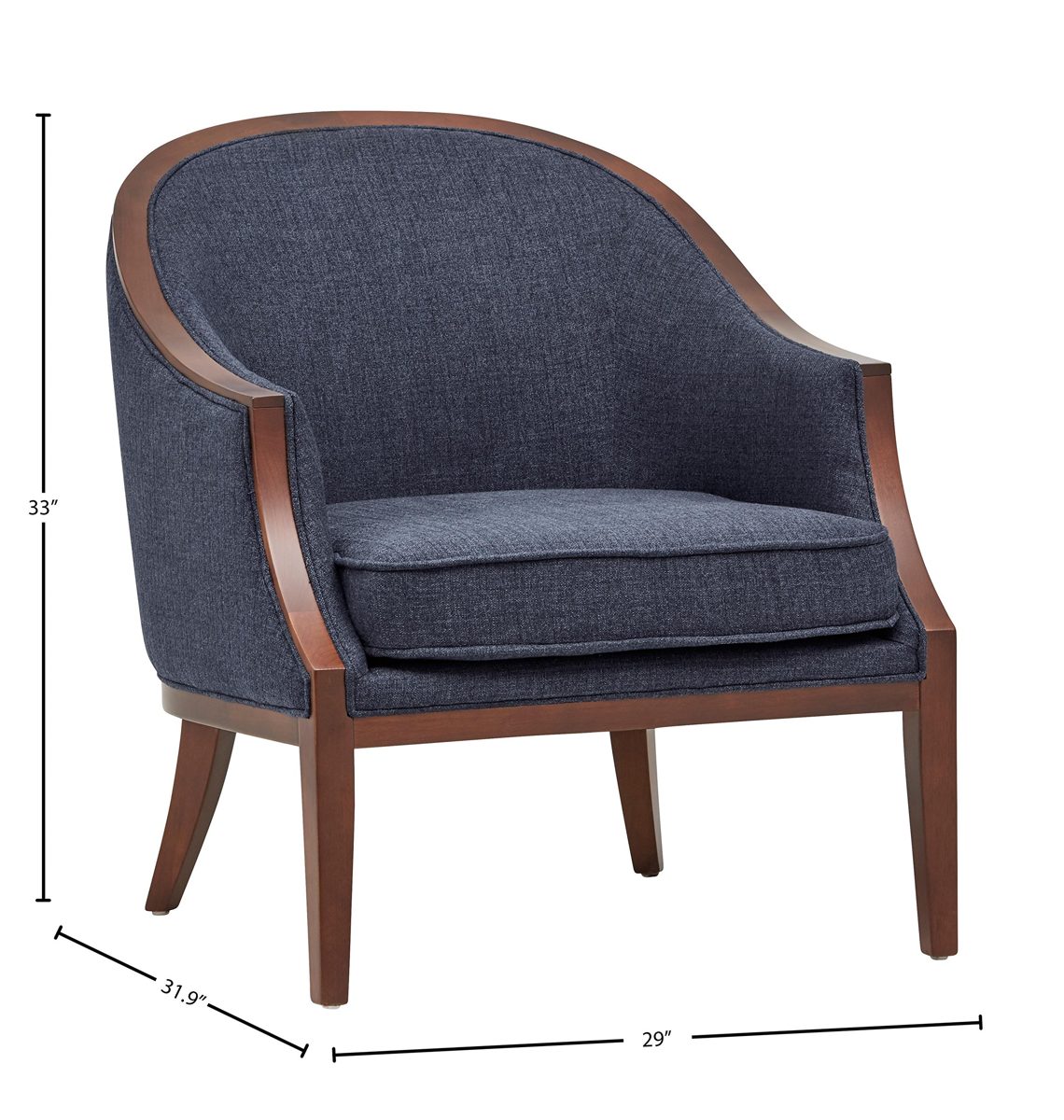 Amazon Brand – Stone & Beam Ashbury Modern Exposed Wood Accent Chair, 29"W, Navy