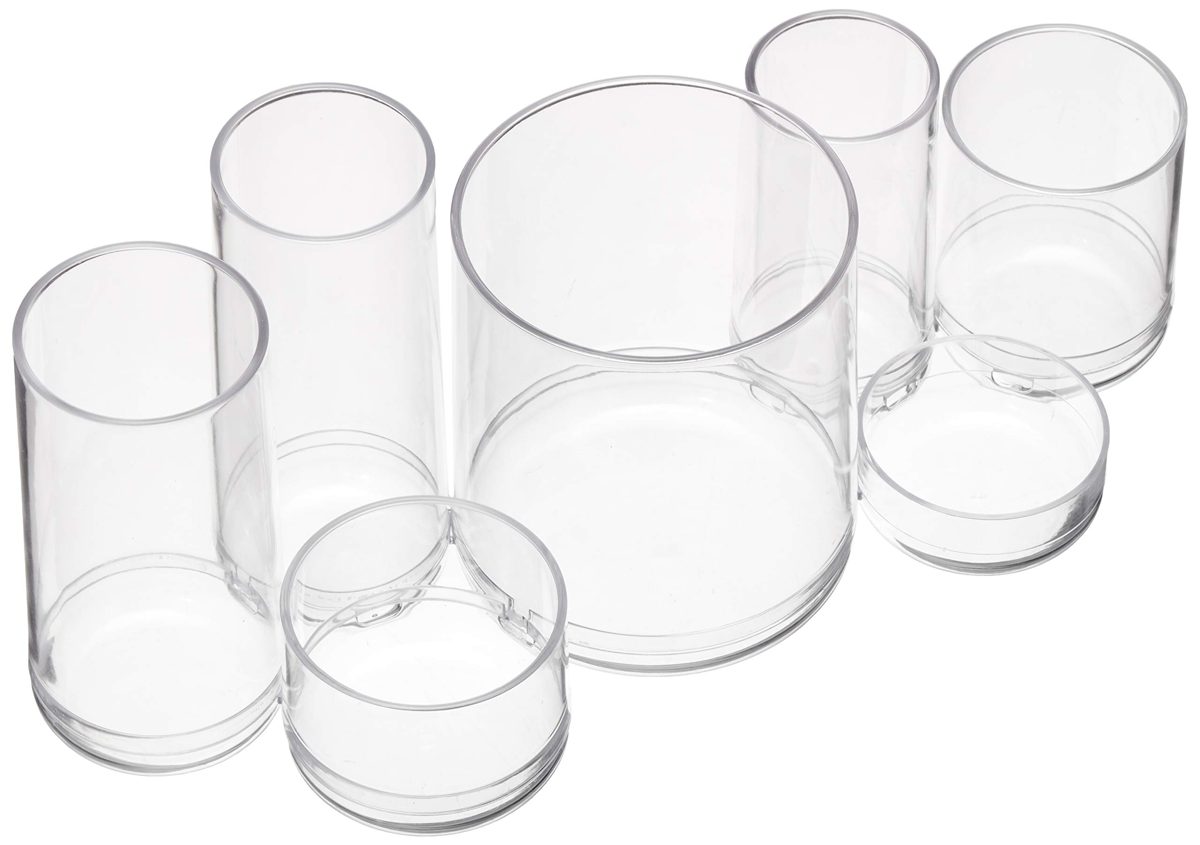 AmazonBasics Round Acrylic Cosmetic Makeup Organizer Storage for Brushes, Large
