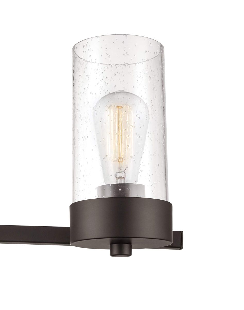 Amazon Brand – Rivet 3-Light Vanity with Seeded-Glass Shades, 7"H, Bronze