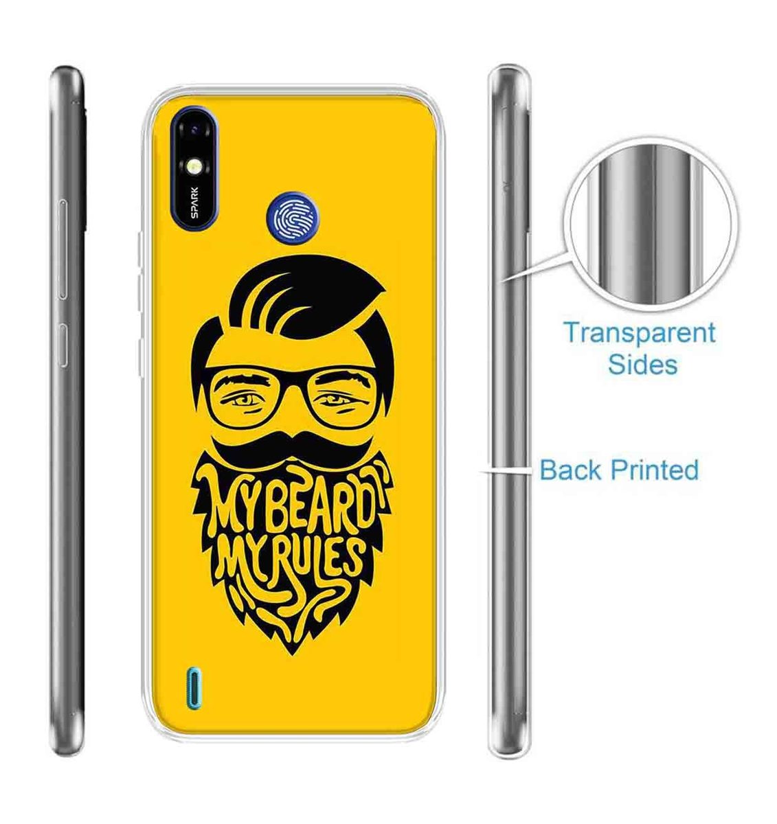Amazon Brand - Solimo Designer Multicolor Beard Man Printed Soft Back Case Mobile Cover for Tecno Spark Go Plus