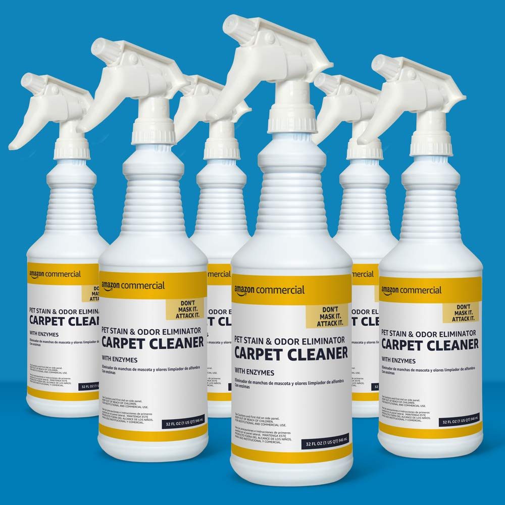 AmazonCommercial Pet Stain & Odor Eliminator Carpet Cleaner with Enzymes, 32-Ounces, 6-Pack