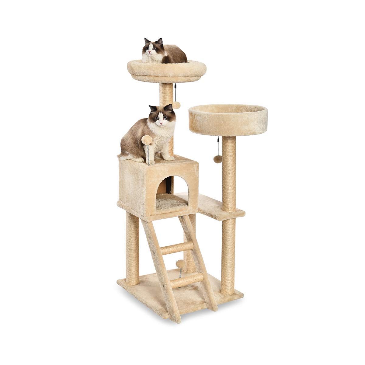 AmazonBasics Cat Tree - Dual Platform, Beige (Renewed)