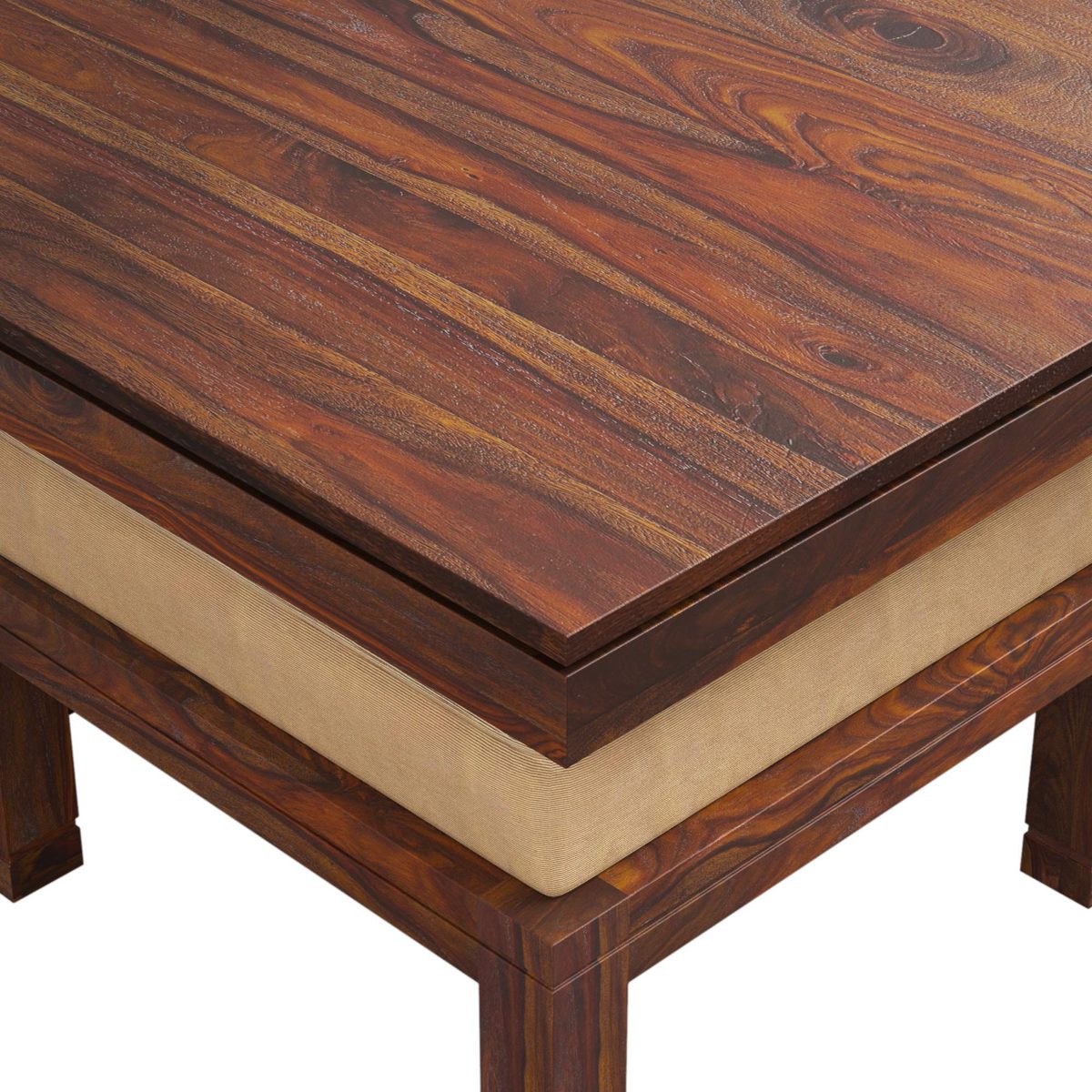 Amazon Brand - Solimo Andro Solid Sheesham Wood Coffee Table with 4 Stools (Teak Finish)
