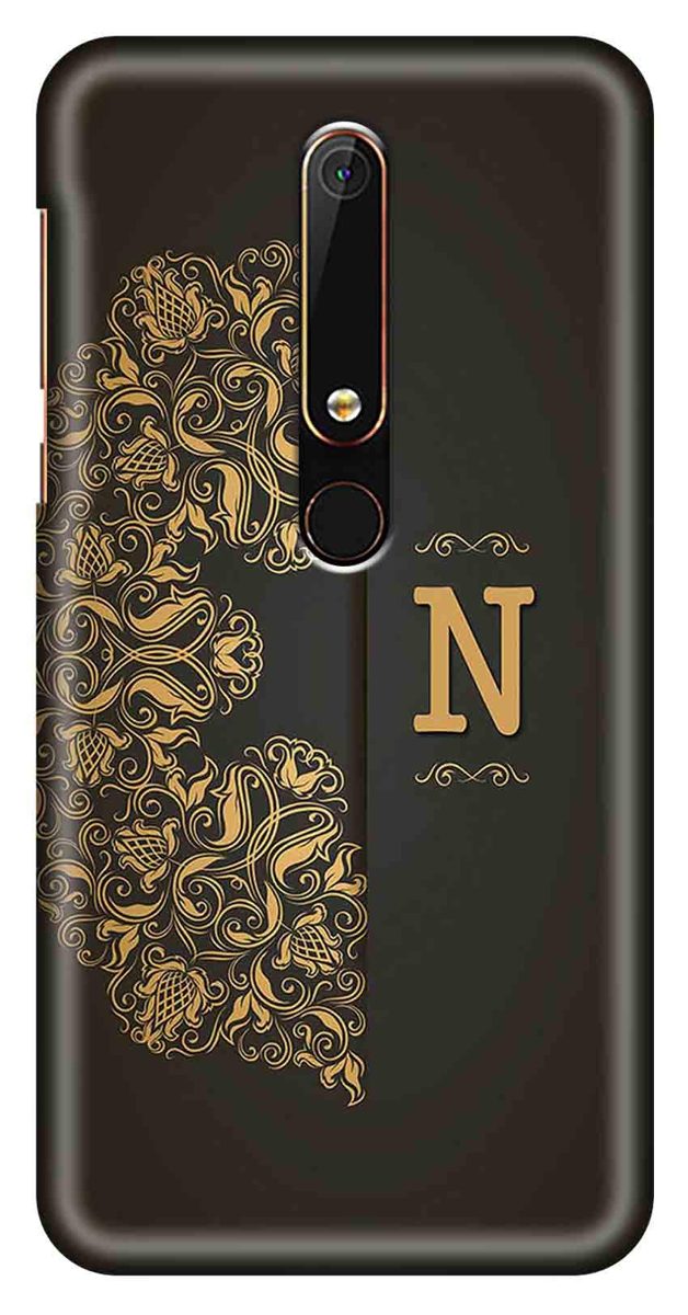 Amazon Brand - Solimo Designer Black Pattern Alphabet-N 3D Printed Hard Back Case Mobile Cover for Nokia 6 (2018)