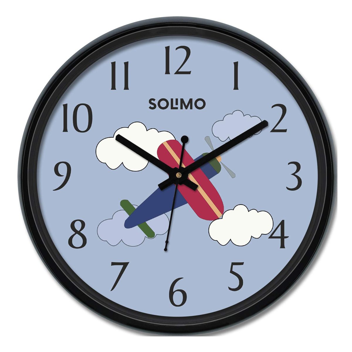 Amazon Brand - Solimo 12-inch Wall Clock - Crimson Jet (Silent Movement)