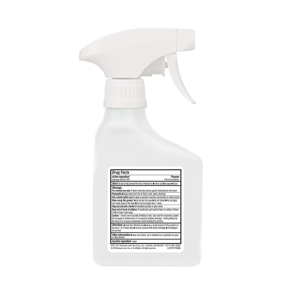 Amazon Brand - Solimo 50% Isopropyl Alcohol First Aid Antiseptic Spray Bottle, 10 Fluid Ounces