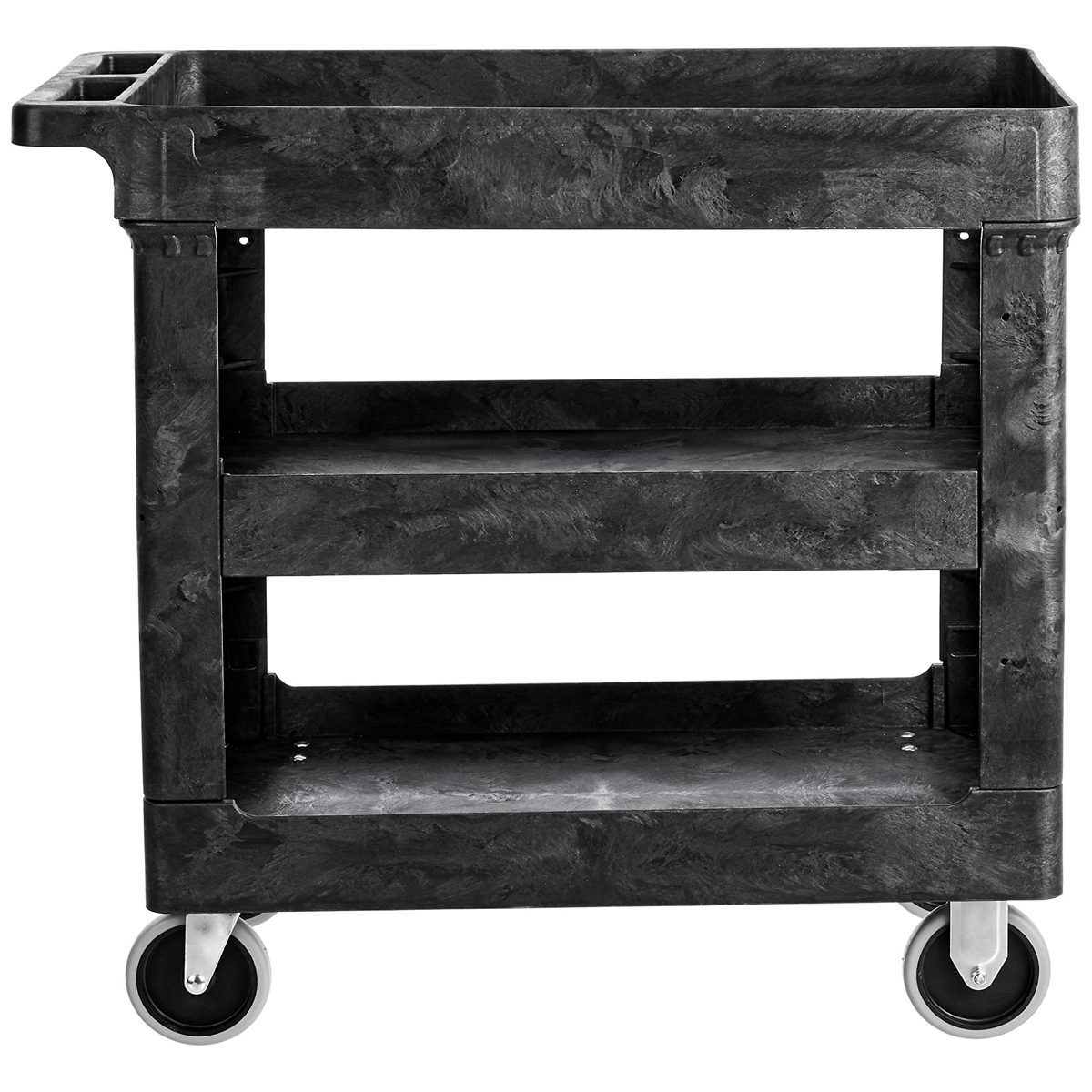 AmazonBasics 3-Shelf Multipurpose Plastic Tub Utility Cart with 500 lb Capacity - Black (Renewed)