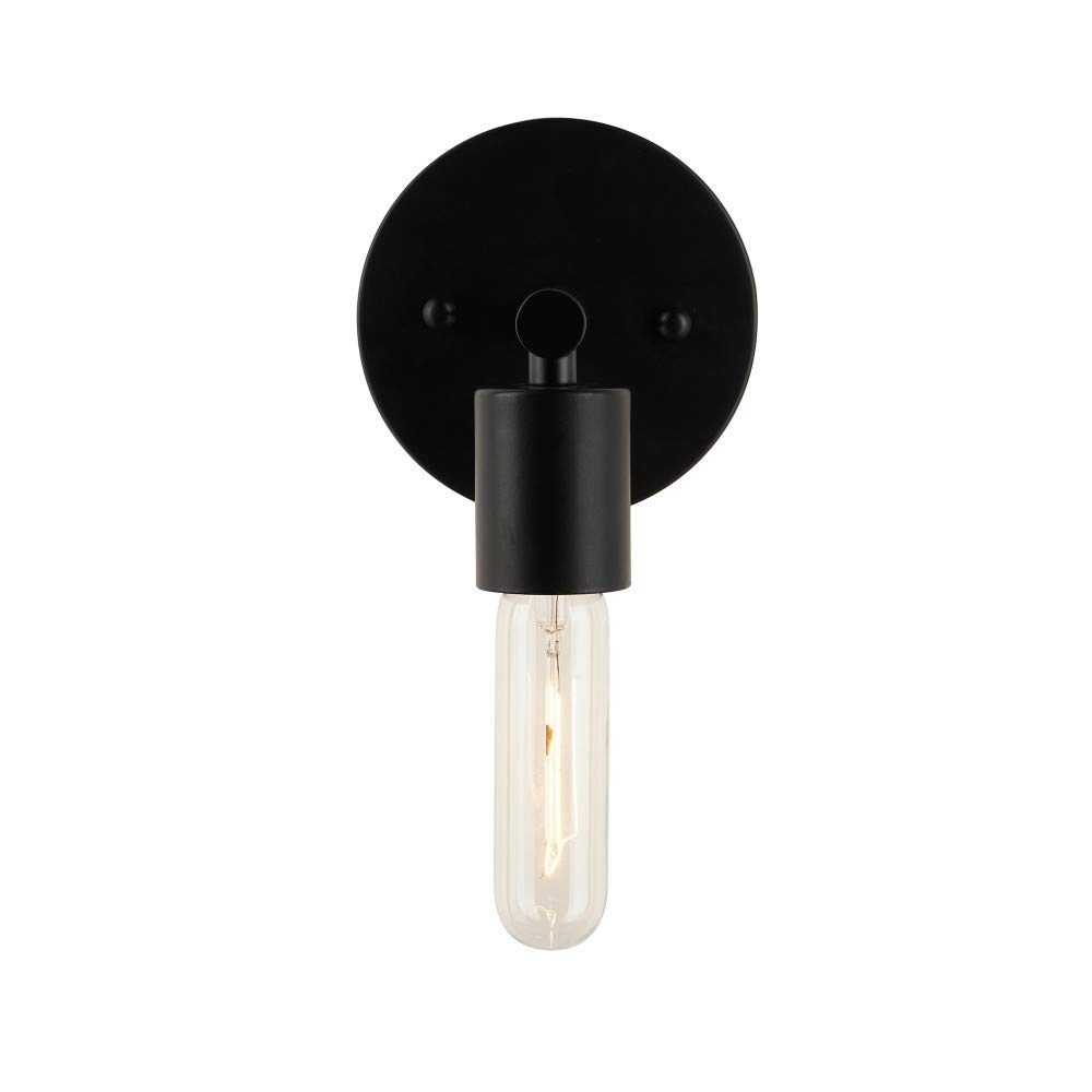 Amazon Brand – Rivet Mid-Century Modern Wall Sconce with Novelty Bulb, 5.25"H, Matte Black