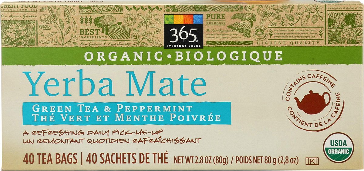 365 Everyday Value, Organic Yerba Mate with Green Tea & Peppermint (40 Tea Bags), 2.8 oz