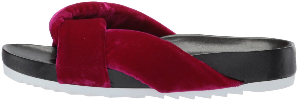 Amazon Brand - The Fix Women's Violet Twist Strap Soft Footbed Slide Sandal Flat, Magenta Velvet, 10 B US