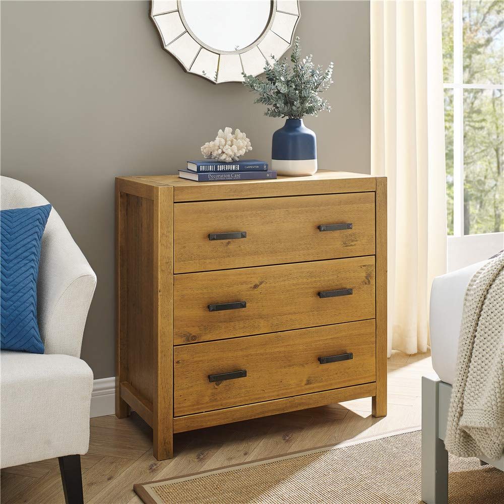 Amazon Brand – Stone & Beam Rustic 3-Drawer Bedroom Dresser, 31.9"W, Oak Finish