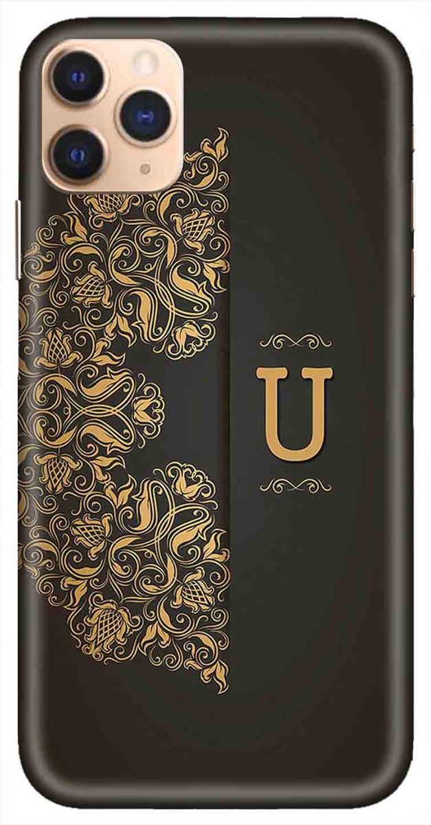 Amazon Brand - Solimo Designer Black Pattern Alphabet-U 3D Printed Hard Back Case Mobile Cover for Apple iPhone 11 Pro