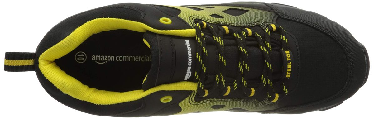 AmazonCommercial Steel Toe Cap Safety Shoes for Men Women Protective Industrial Trainers Work Shoes for Construction Site Black/Yellow Size 46