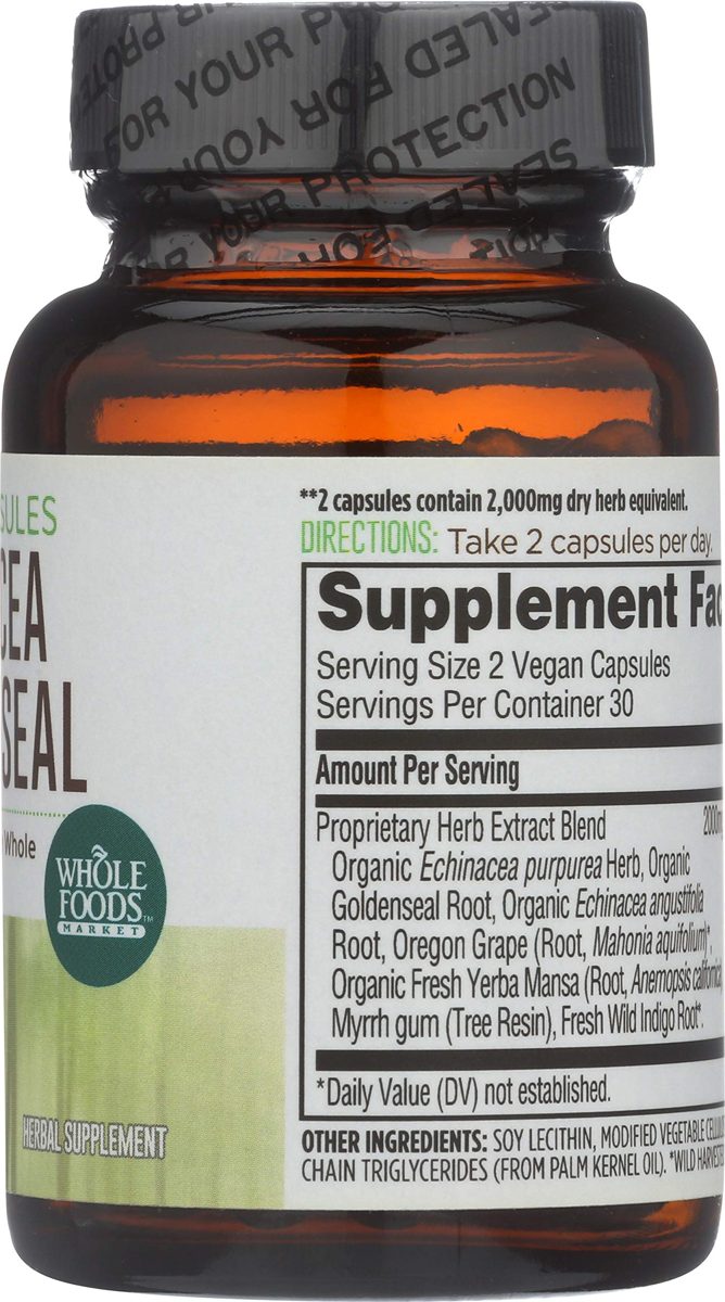 Whole Foods Market, Echinacea Goldenseal, Liquid Capsules, 60 ct