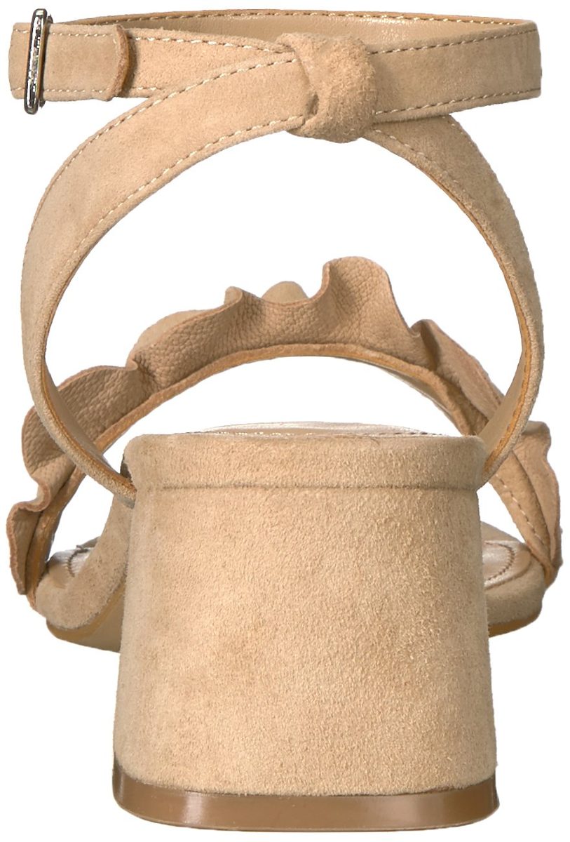 Amazon Brand - The Fix Women's Lizzie Block Heel Ruffled Sandal Heeled, Dove Suede, 10 B US