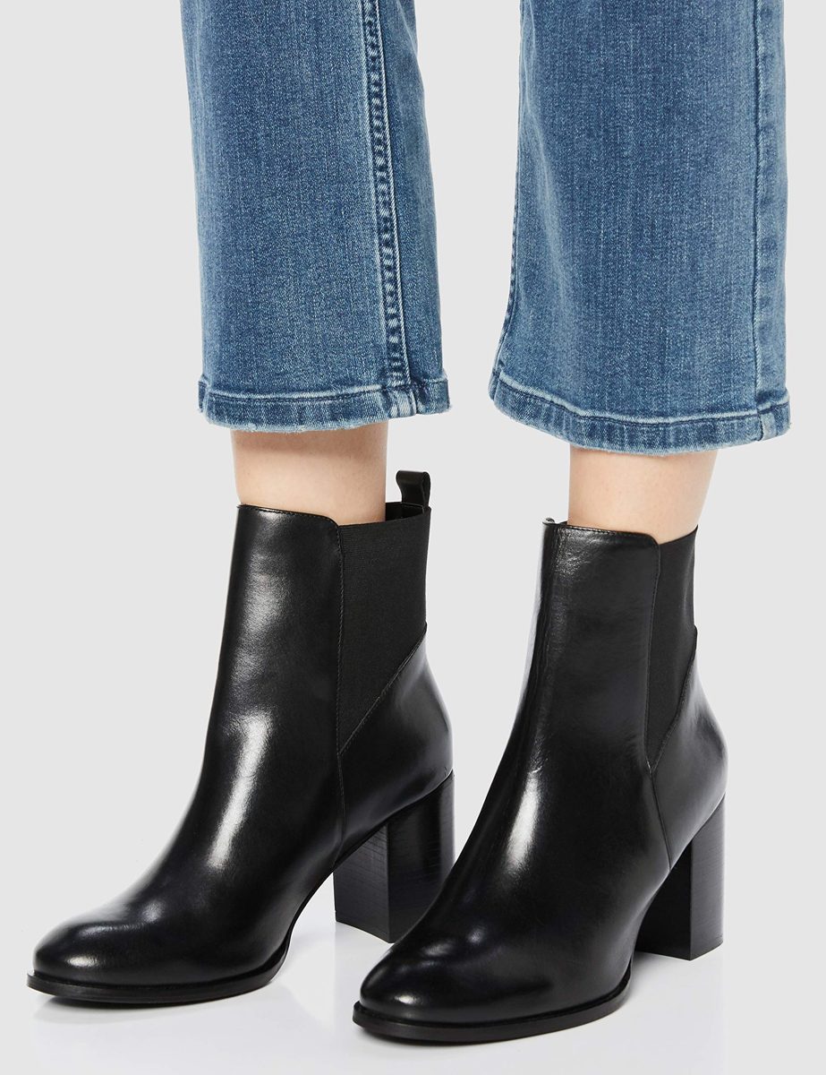 find. High Heeled Leather Chelsea Boots, Black), 3 UK