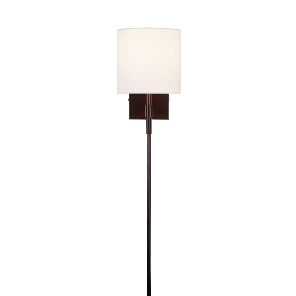 Amazon Brand – Ravenna Home Traditional Plug-In Wall Sconce with Linen Shade, LED Bulb Included, 11.75"H, Dark Bronze